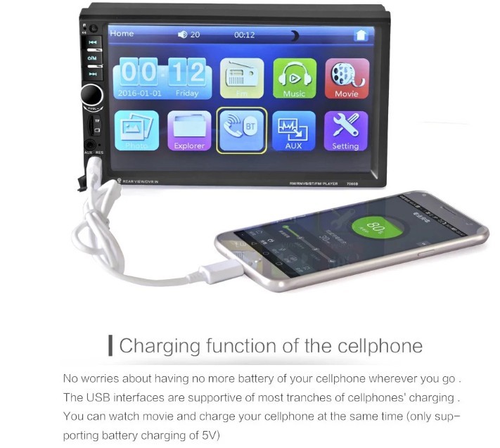 Οθόνη Αφής Αυτοκινήτου Bluetooth - Multimedia 7 inch Car Audio Stereo MP5 Player 7060B